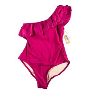 Kona Sol Swimsuit Womens XL Pink Padded One Piece Asymmetrical One Shoulder NWT